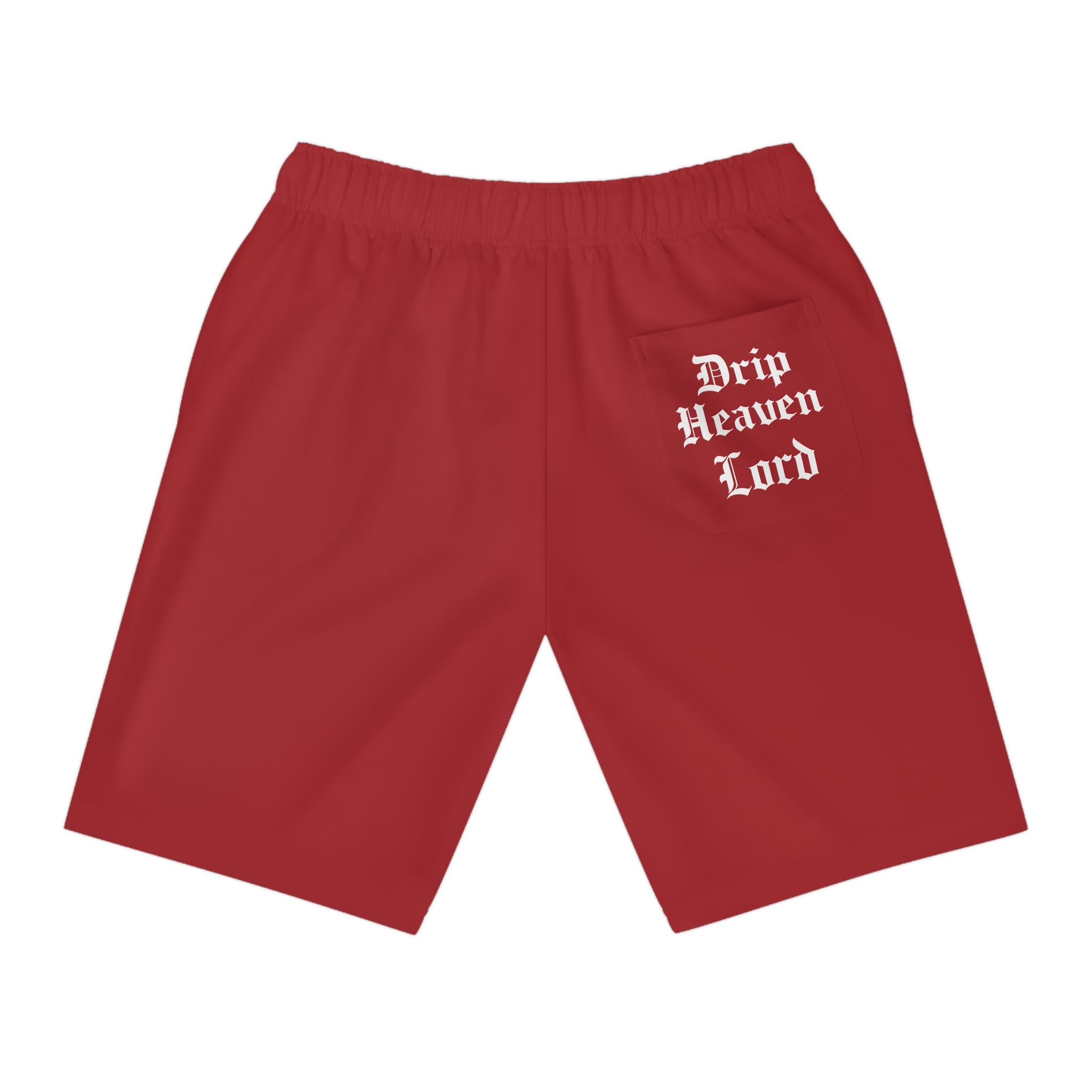 Drip Heaven Lord – Gothic Script Men’s Performance Athletic Shorts (Red)