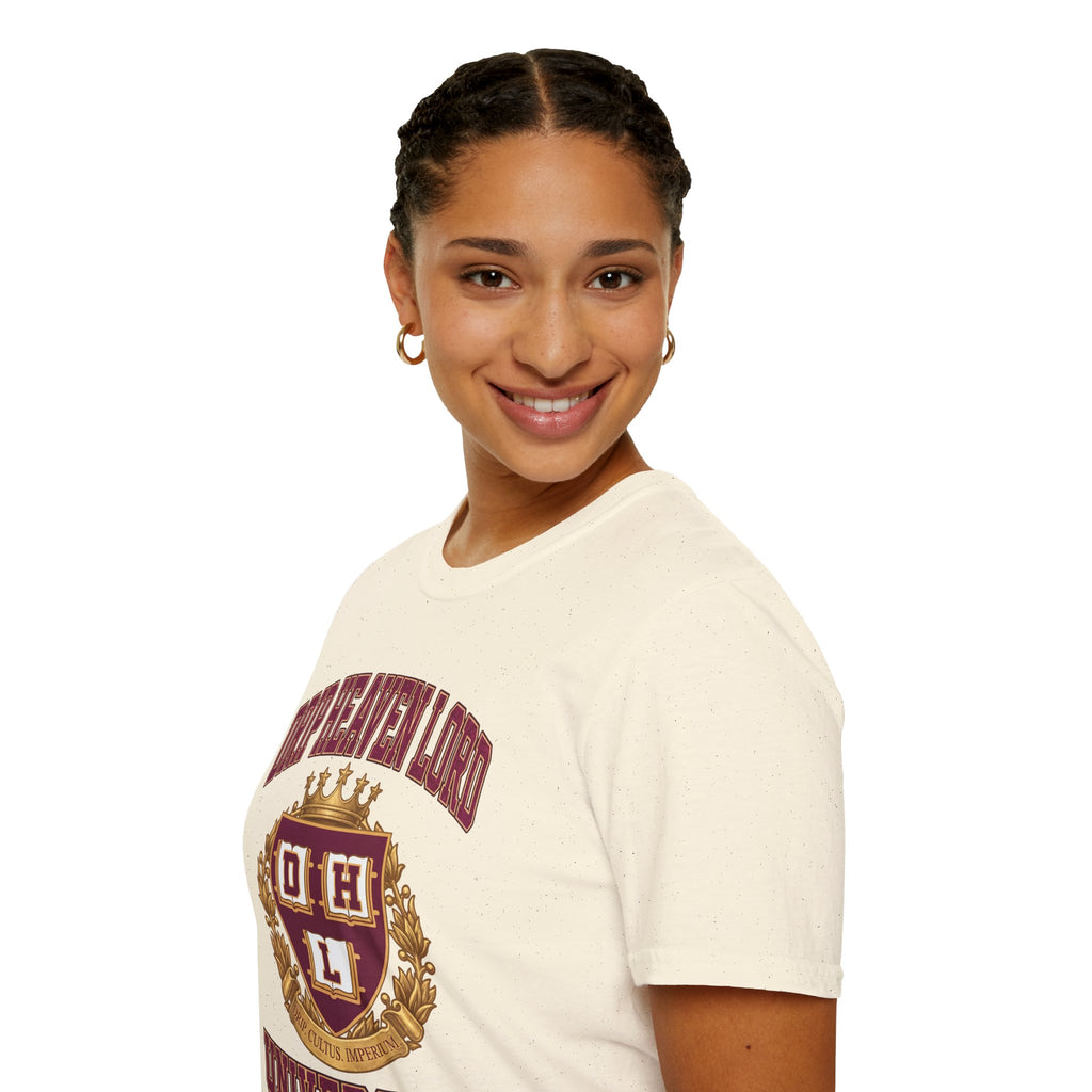 Drip Heaven Lord University T‑Shirt — Collegiate Crest Logo