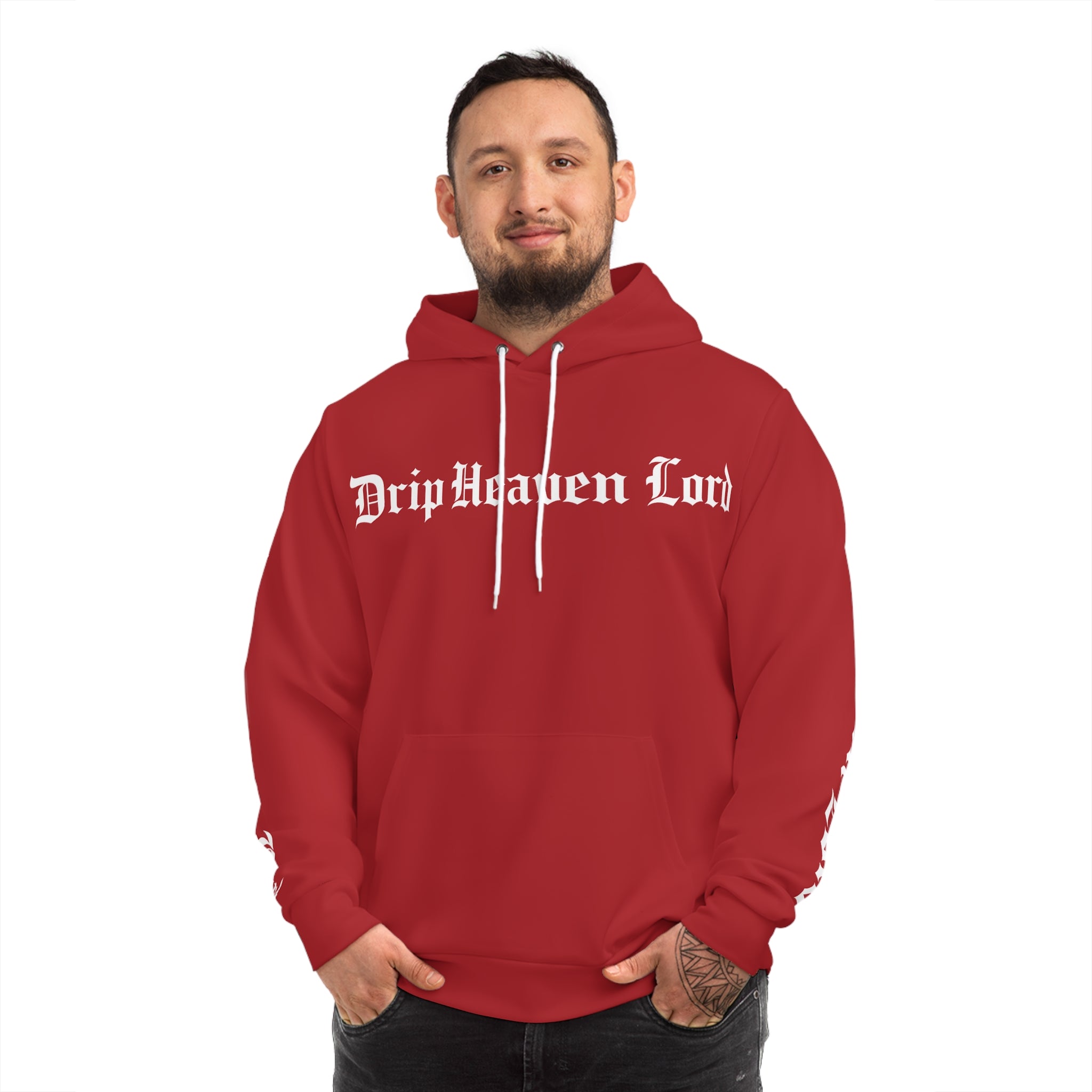 Drip Heaven Lord – Gothic Script Hoodie (Red)