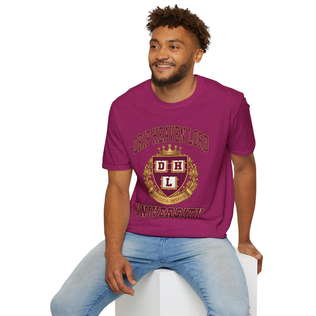 Drip Heaven Lord University T‑Shirt — Collegiate Crest Logo