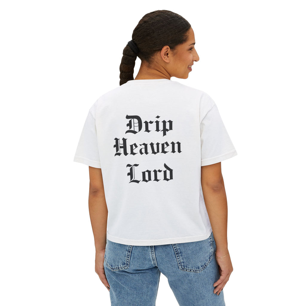 Drip Heaven Lord – Gothic Script Women’s Oversized Boxy Tee