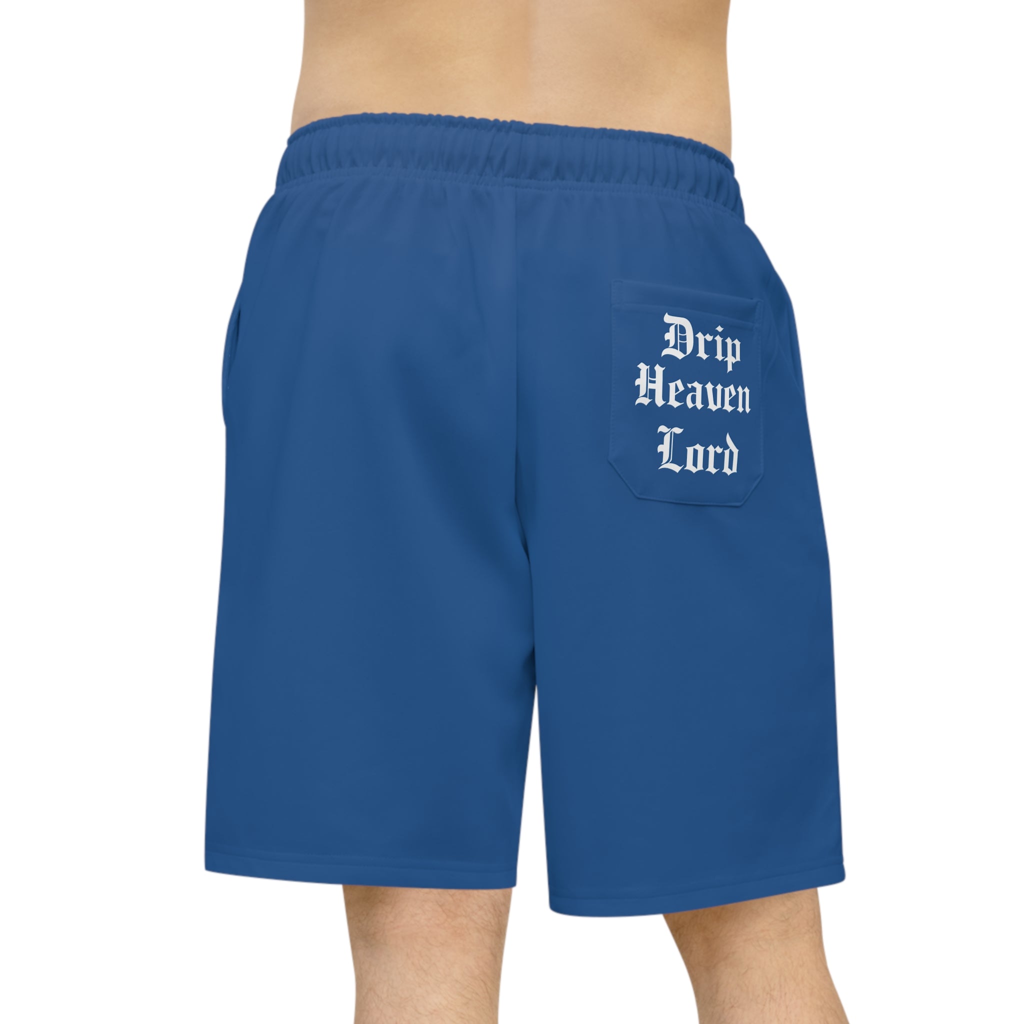 Drip Heaven Lord – Gothic Script Men’s Performance Athletic Shorts (Blue)