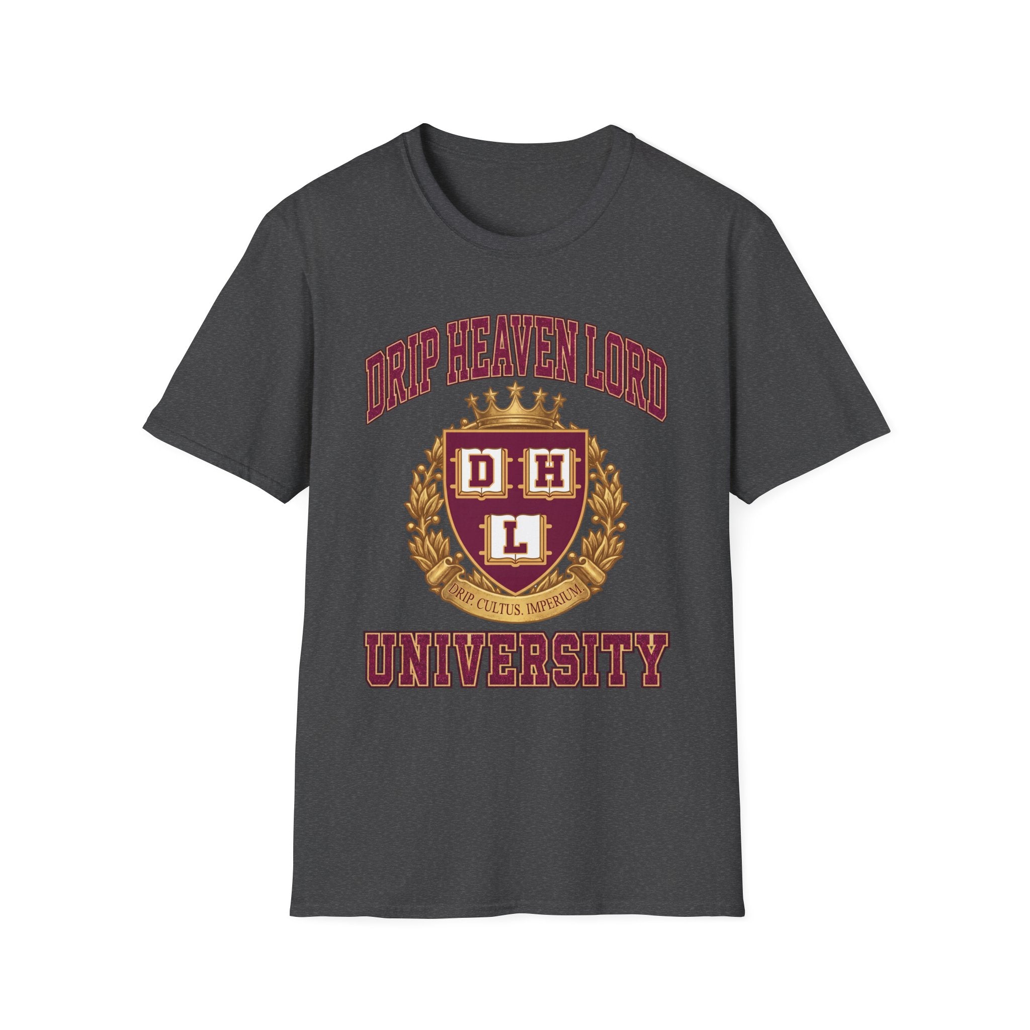 Drip Heaven Lord University T‑Shirt — Collegiate Crest Logo